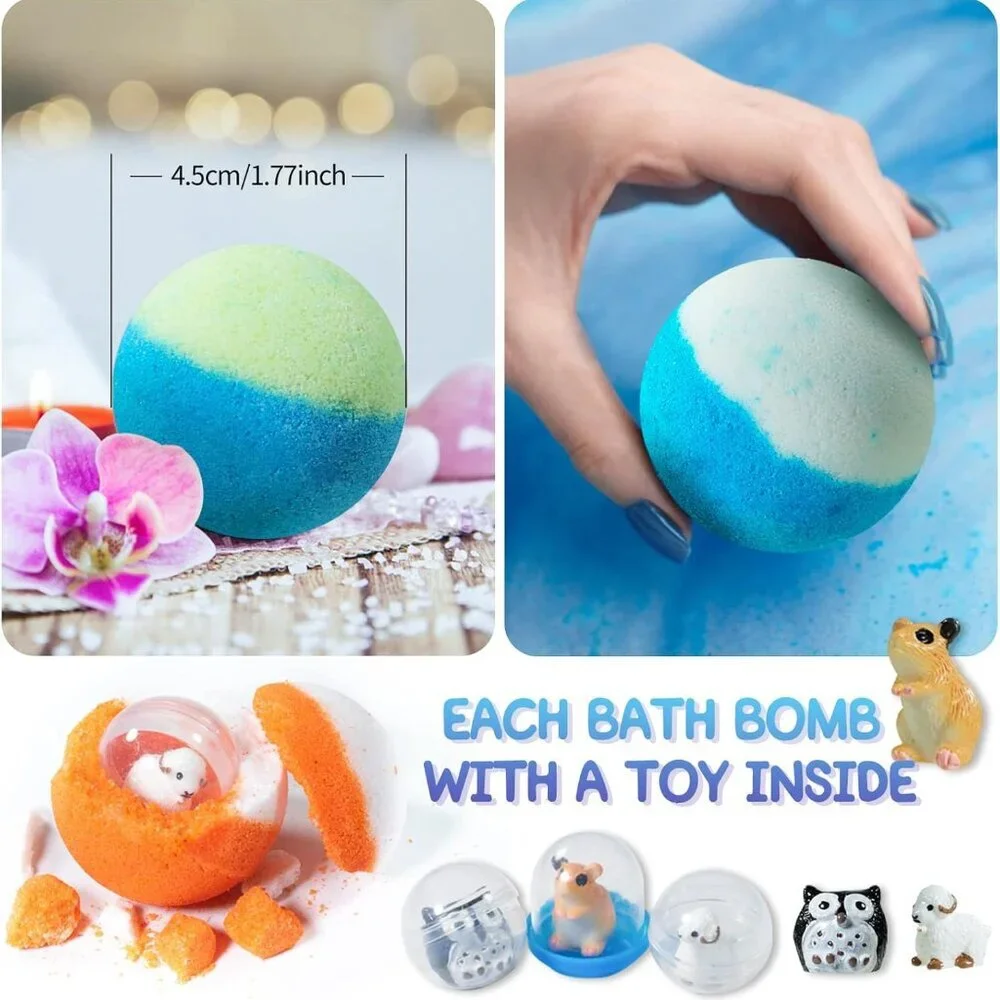 Bath Bomb Gift Set with Toys Inside, 20 Pack Organic Bath Bombs for Kids, Kids S